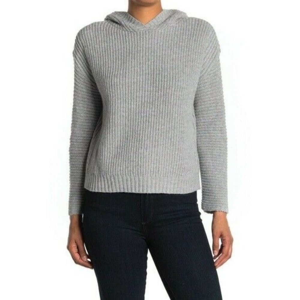 Abound Grey Knit Hooded Sweater Size L